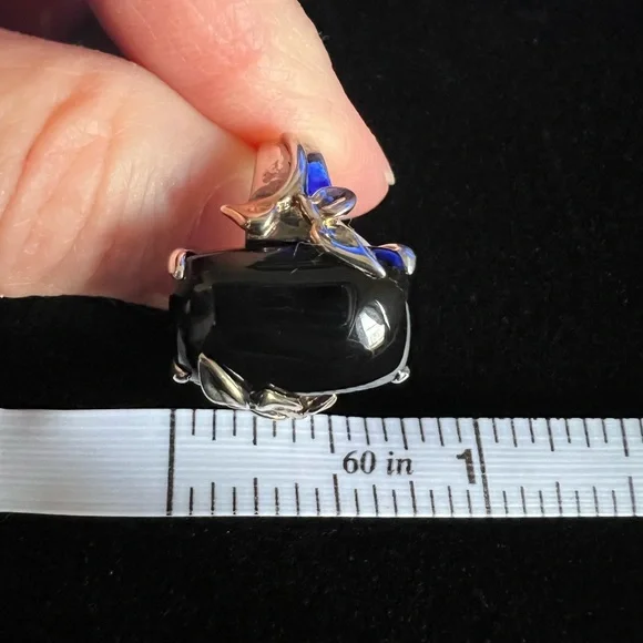 Michelle Albala Black Onyx Sterling Silver & Gold Vermeil Ring - Picture 8 of 11